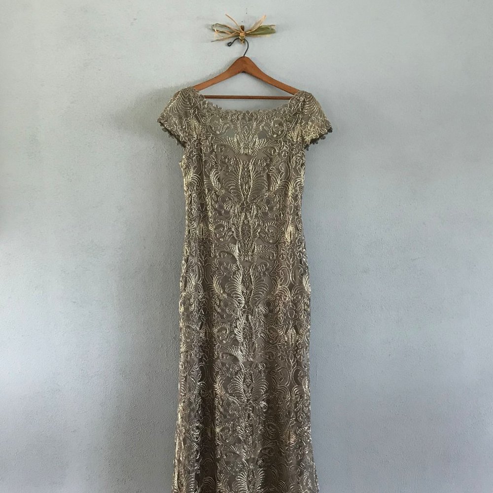 Tadashi Shoji Golden Lace Gown